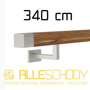 Handrail wall-mounted wooden 40x40 340cm oak color, фото