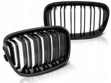 Решітка ноздрі bmw 1 f20 f21 11-2014 рік black чорний глянець doub, фото