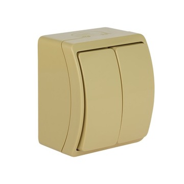 Double switch classic electro - plastic shades of beige 61.314, фото