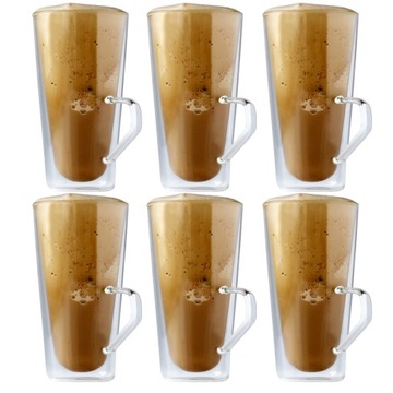 Cups double glass for coffee frappe latte x6, фото