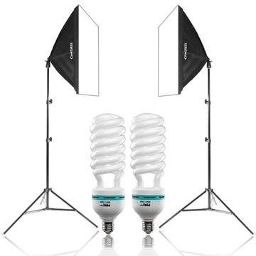 Студия фото 2x софтбокс лампа 50X50CM 2x 85W штатив