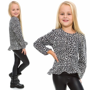 Туника блузка для девочек клетчатая леопардовая расцветка 140