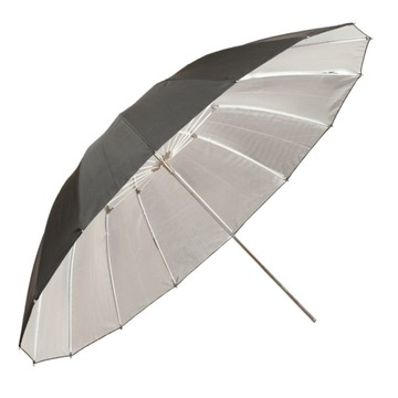 Срібна парасолька, чорна чаша 150см, параболічна