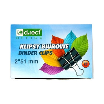 Binder klip klipsy biurowe d.rect 51mm 12 szt.