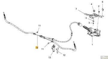 Linka hamulca ręcznego Opel Astra J elektryczna