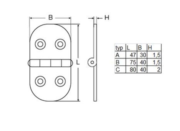 ПЕТЛЯ 8045C НЕРЖАВЕЮЩАЯ НЕРЖАВЕЮЩАЯ КИСЛОУСТОЙЧИВАЯ 80X40X2.0 A2