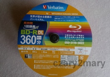 Verbatim BD-R DL 50 ГБ x6 для печати, Япония, 1 шт., конверт для компакт-диска