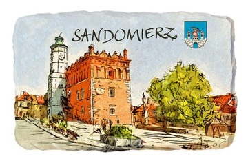 Magnes na lodówkę kamień pamiątka SANDOMIERZ 350