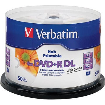 VERBATIM DVD+R DL для печати, 8,5 ГБ, 8 тортов, 50 штук