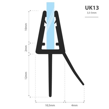Уплотнитель для душевой кабины 100см 3,5 5 мм UK13