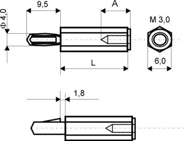 SŁUPEK DYSTANS Z TWORZYWA Z ZATRZASK. 45MM M3 KPL