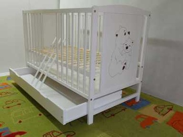 БЕЛАЯ ДЕТСКАЯ КРОВАТЬ С ЯЩИКОМ БАЙКА