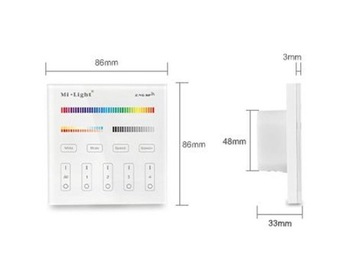 Пульт дистанционного управления Milight T4 RGB CCT RGBW 4-зонный 230В