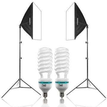 STUDIO FOTO 2x lampa SOFTBOX 50x50cm 2x 85W statyw