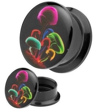 AKRYLOWY TUNEL PLUG MAGIC MUSHROOMS 25 mm