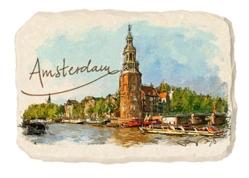 Magnes na lodówkę kamień AMSTERDAM HOLANDIA 180