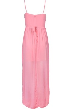 New Look Różowa Sukienka Maxi Szyfon Hafty L 40