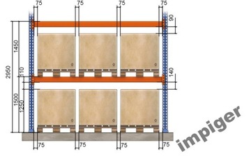 Regał paletowy Regały paletowe 3m 9msc x 1T NOWY