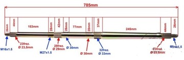 ЗАДНИЙ ОСЬ ATV 110 150 200 250 78,5 см квадроцикл BASHAN