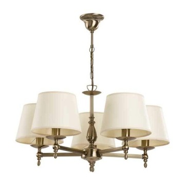 Lampa żyrandol abażur ecru ROKSANA 5-pł 16076 ALFA