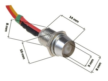 DIODA LED kontrolka 5mm 12V MIG. przewód NIEBIESKA