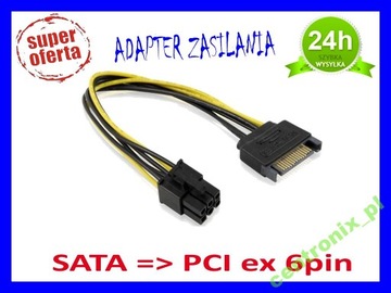 Adapter z SATA na PCI-Express 6PIN PCIe karty graf