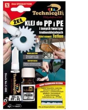 KLEJ CYJANOAKRYLOWY żel DO PP, PE, PTFE, 4g+4ml