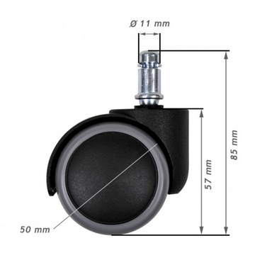 KÓŁKA DO FOTELA krzesła gumowane 5 sztuk! fi 11 mm