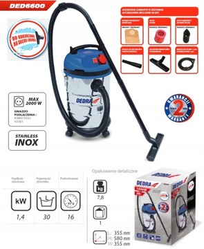 Dedra DED6600 Odkurzacz warsztatowy 1400W 30l