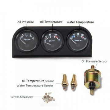 Комплект индикаторов температуры воды, масла+давления 3в1