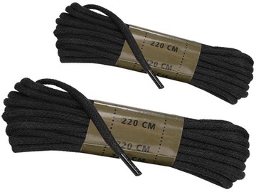 SZNURÓWKI SZNUROWADŁA Wojskowe 220cm CZARNE 4szt