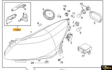 Новый оригинальный ремкомплект фар Opel Corsa D.