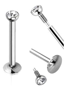 CH84 labret kolczyk brody wargi kryształek oczko 1.2/8/2mm