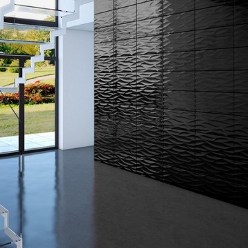 RINSVE Стеклянная плитка Черные 3D панели 600x300x8