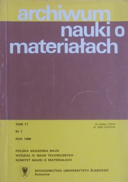 Archiwum nauki o materiałach 1/1996