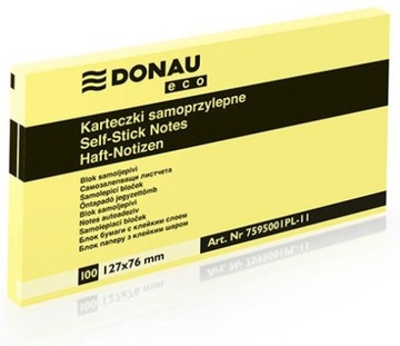 KARTECZKI SAMOPRZYLEPNE W BLOCZKU, NOTES 127x76mm x 100 KARTEK