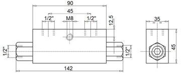 ДВОЙНОЙ ОБРАТНЫЙ КЛАПАН VBPDE 1/2 50л 350бар OM