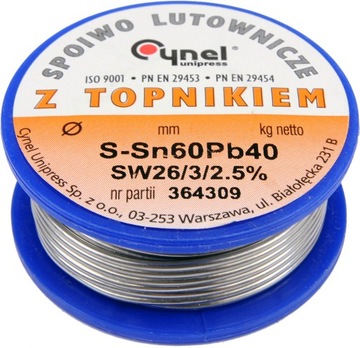 Cyna z topnikiem 0,38mm 100g 0,1kg PB OŁOWIOWA
