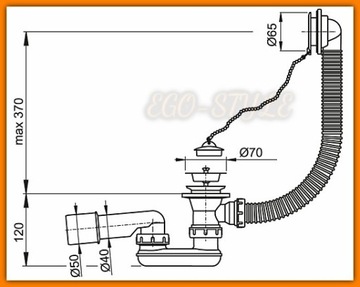 AlcaPLAST Сифон для ванны, хром, Металлический сетчатый фильтр, A501