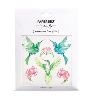 Tatuaż kolorowe kolibry damski na rękę Paperself