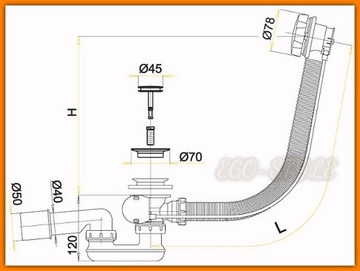 Сифон для ВАННЫ Автомат МЕТАЛЛ хром A55K AlcaPLAST