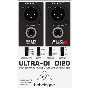 Behringer DI20 DI-Box активный 2-канальный со сплиттером