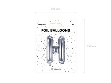 Balon foliowy H srebrny 35cm 1szt FB2M-H-018