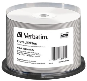 VERBATIM CD-R PRINTABLE cake50 NO ID Profesjonalne