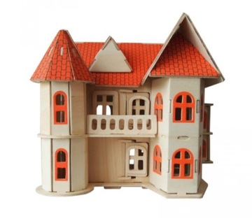 PUZZLE DREWNIANE 3D DOM DOMEK SŁODKI DREWNIANY