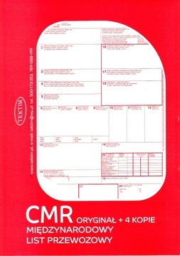 CMR-LIST PRZEWOZOWY 1+3, 1+4-100kartek, 10bloczków