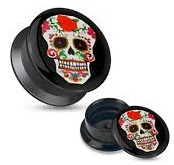 TUNELE PLUG AKRYLOWY TUNEL GWINT WEW. SKULL 12 mm