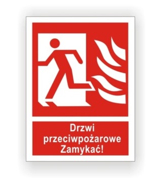 Znak Drzwi przeciwpożarowe Zamykać L 15x20 CNBOP