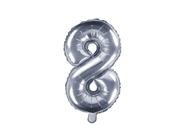 Balon 8 srebrny na urodziny 35cm 1szt FB10M-8-018