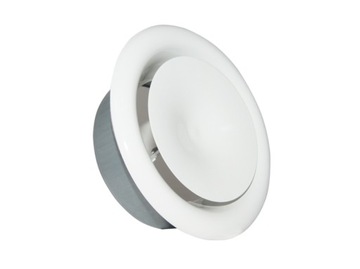 фото ориг. №4, Anemostat ventilation supply and exhaust metallic round white lattice 100 mm+frame